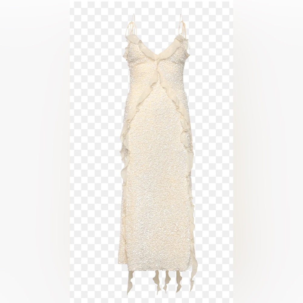 Marsella Ruffle Midi Dress In Ivory NWT size large